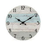 14 Inch Wooden Decorative Round Wall Clock Rustic Country Tuscan Style Wooden Home Decor Round Wall Clock for Living Room Home Pool Patio jomparis