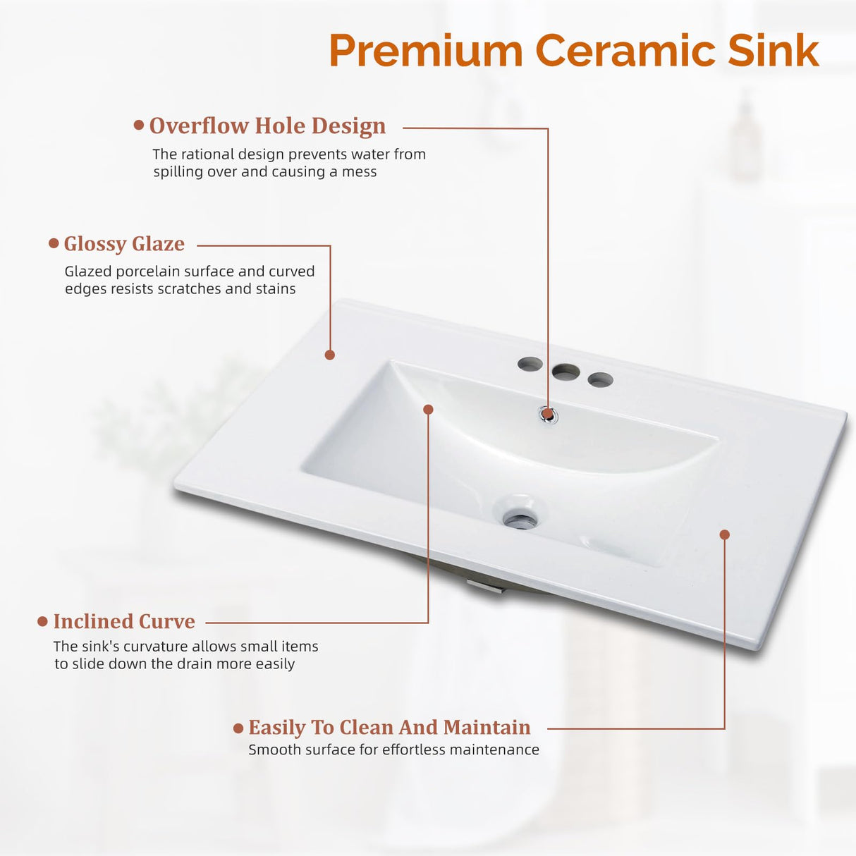 VINGLI 30Inch Walnut Fluted Bathroom Vanity with Ceramic Sink, 2-Door Cabinet, Mid-Century Modern Style, Perfect for Medium to Small Bathrooms VINGLI