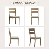 COLAMY Farmhouse Dining Chairs Set of 6, Upholstered Kitchen Chairs with Ladder Back, Modern Wood Side Dining Room Chairs with Wooden Legs for Dinner Rustic Restaurant, Light Brown COLAMY
