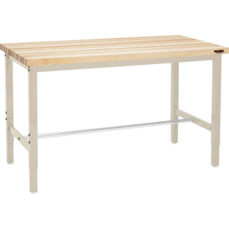 Global Industrial 72" W x 36" D Adjustable Height Workbench, 1-3/4" Thick Maple Top Square Edge, Tan Global Industrial