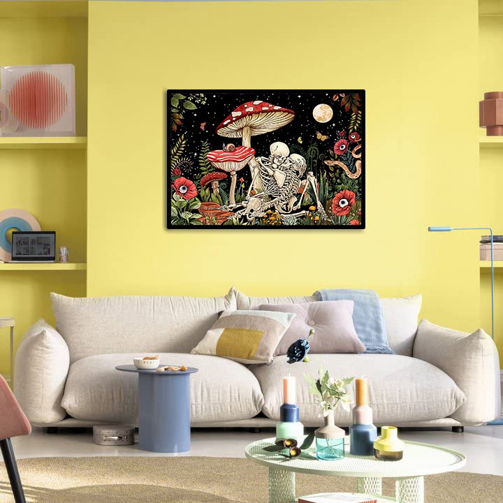 VeGuude Diamond Painting Kits for Adults, Mushroom 5D Diamond Art Kits, Full Drill DIY Crafts for Adults Home Wall Decor Diamond Dots Skeleton Moon [11.8x15.7inch] VeGuude
