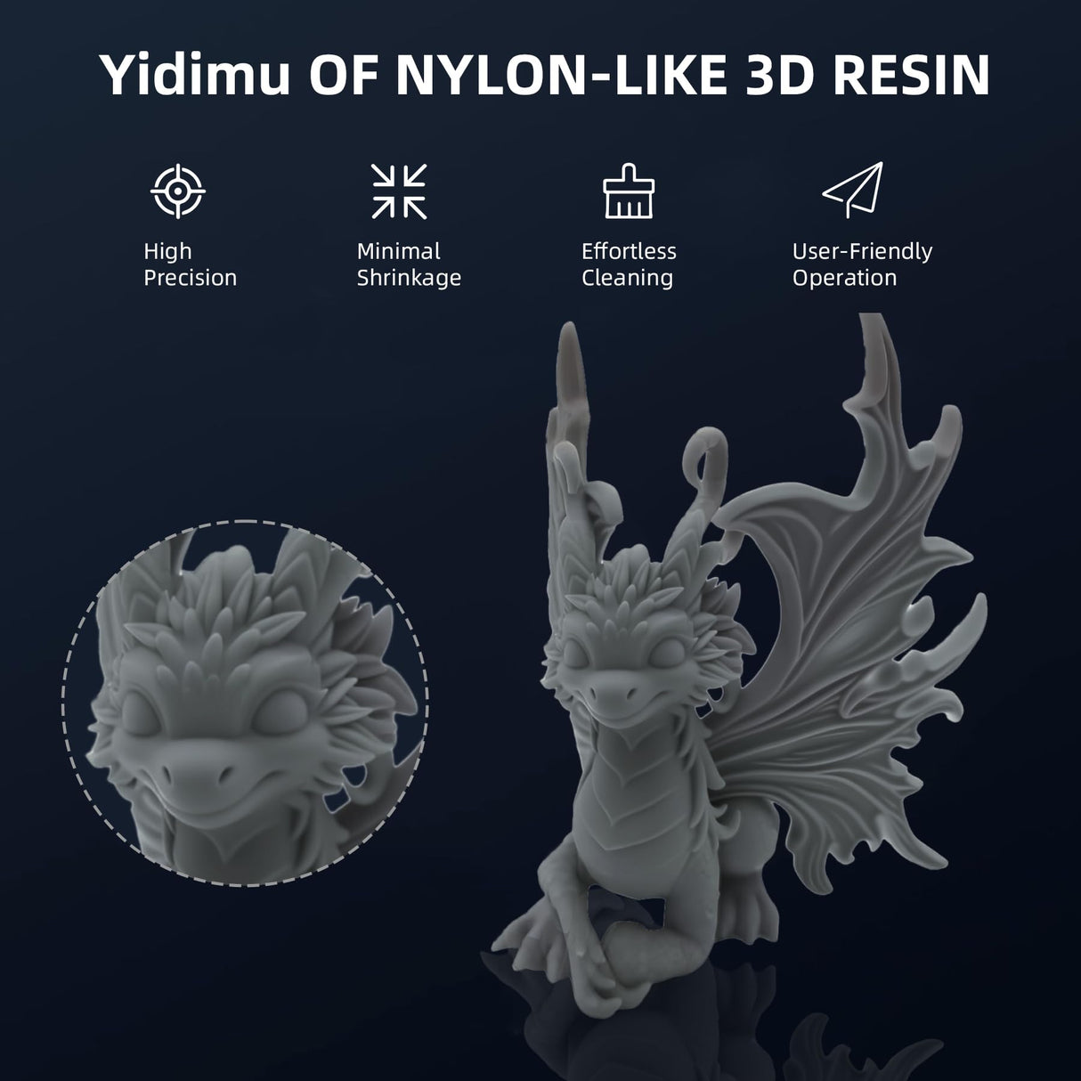 YIDIMU Standard Photopolymer 3D Printer Resin and Rapid 3D Resin for 8K 12K 14K 16K DLP LCD UV-Curing 405nm Resin with High Precision and Quick Curing & Excellent Fluidity (Grey) 1000g Yidimu