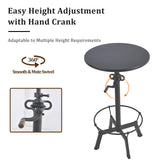 LOKKHAN Industrial Bar Table-33.5-39.4 Inch Tall-Adjustable Bar Height Pub Table-23.7 Inch Swivel Round Metal Top-Easily Adjusts by Crank Handle, Black LOKKHAN