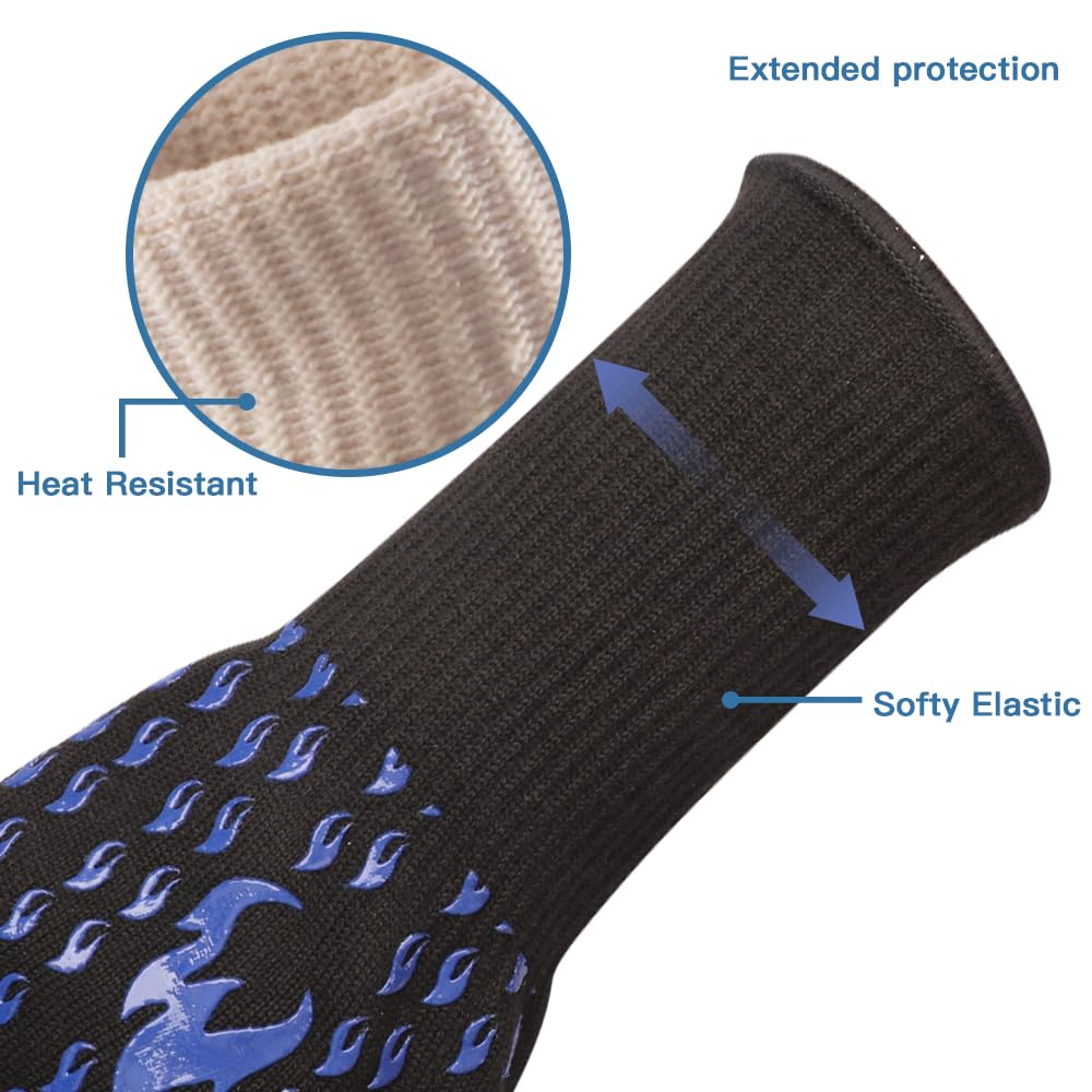Srramy BBQ Gloves - 1472°F Extreme Heat Resistant, Fireproof, Ideal for Grilling, Barbecuing, Baking, Smoking, and Camping. Suitable for Both Men and Women, Perfect for Handling Hot Food Safely Srramy