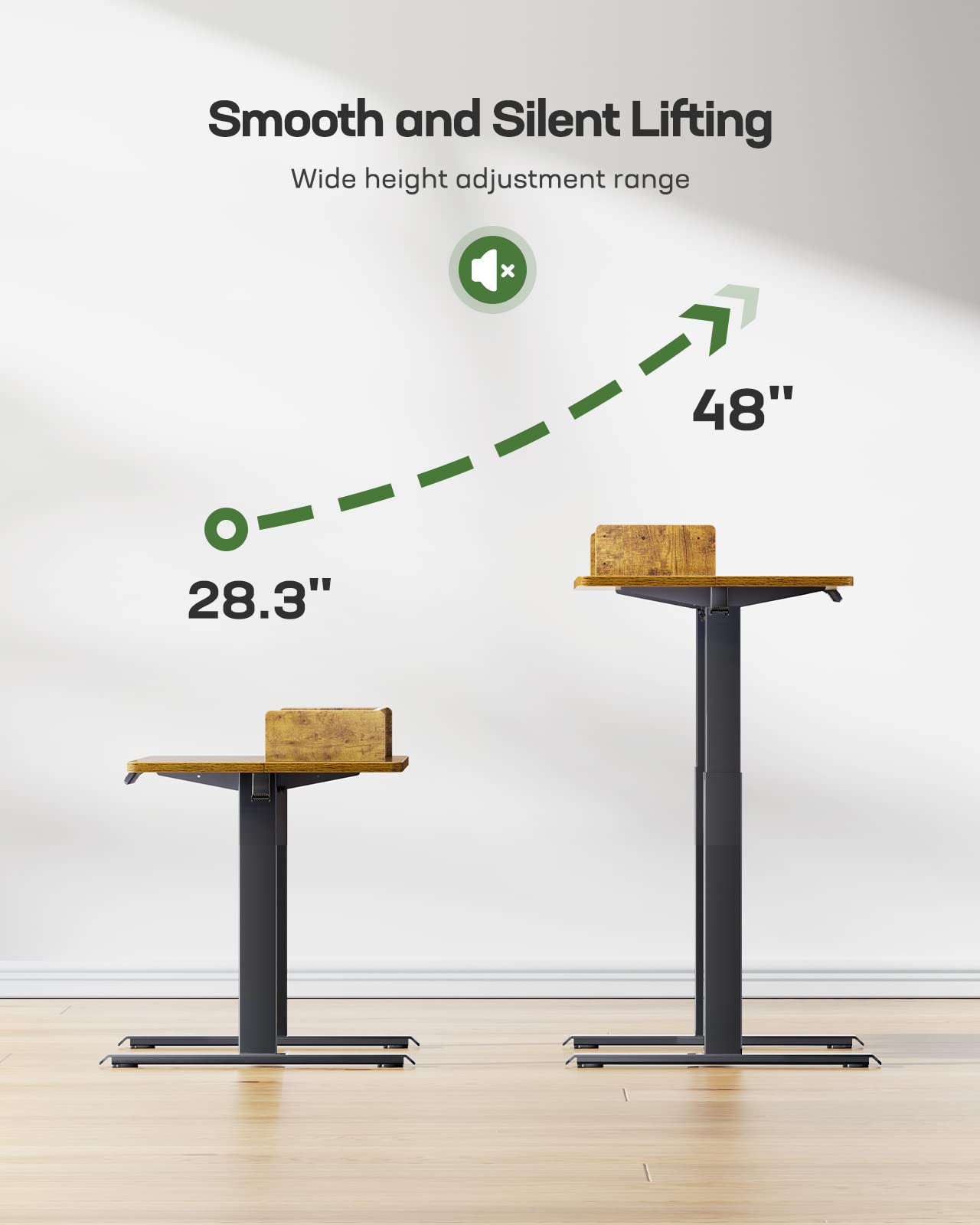 Marsail Electric Standing Desk with Dual Drawers (55 inch, Vintage) - WoodArtSupply