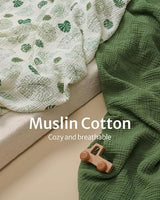 Blissful Diary Muslin Crib Sheets for Girl Boy, Boho Neutral Soft Cotton Baby Sheet for 52''x28'' Standard Crib Mattress, 2 Pack(Monstera&Dark Green) Blissful Diary