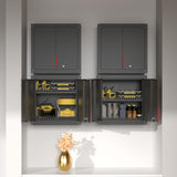 Kelueo Garage Wall Cabinet, Metal Wall Cabinet with Lockable Doors,26" Tall Wall Cabinet with Adjustable Shelf,Garage Storage Cabinets Shelf with Anti-Fall Rails for Garage,Storage Room Kelueo