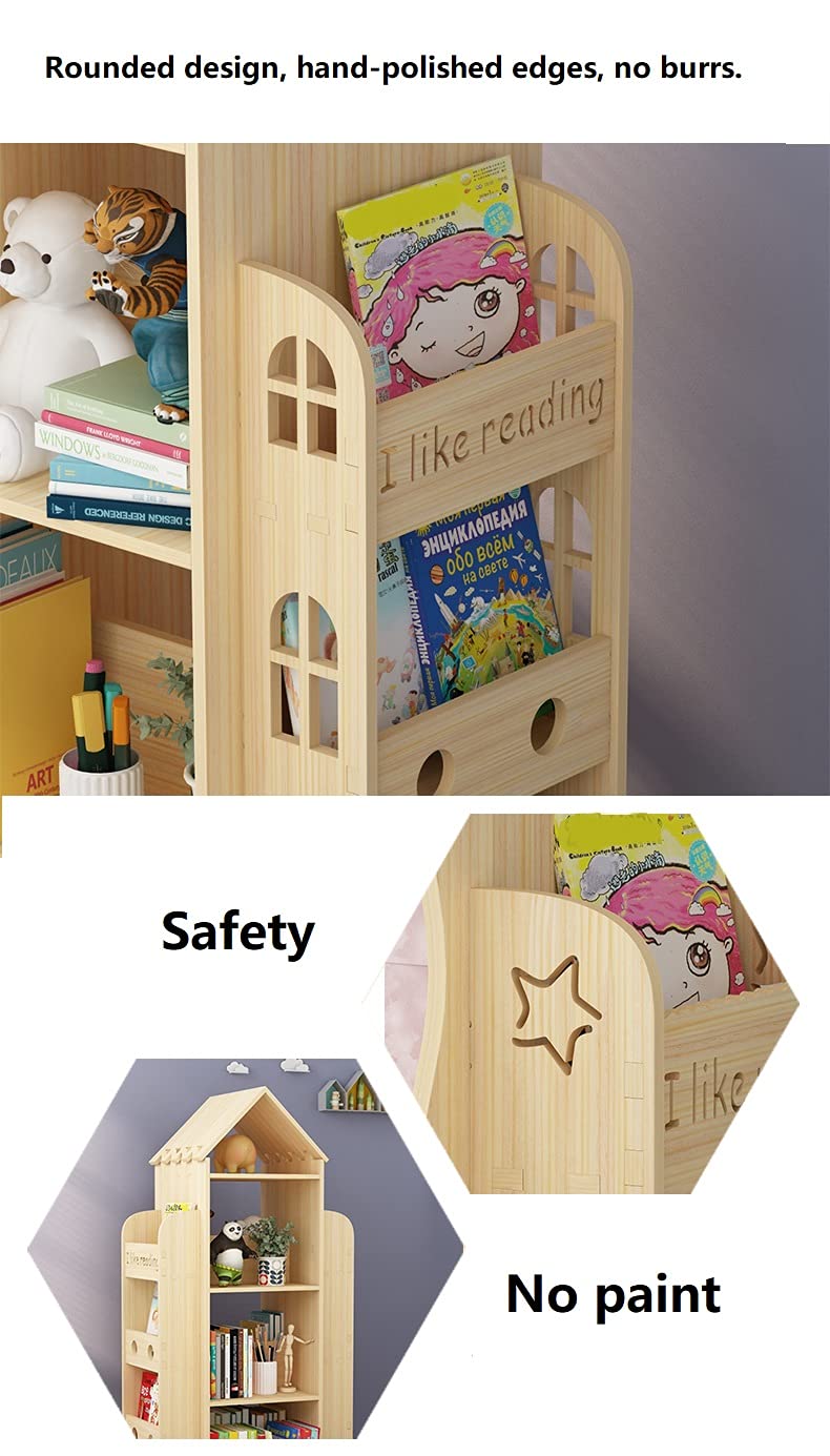 Heehee 360° Rotating Wooden Bookshelf for Kids - Eco-Friendly Floor Stand Book Rack - WoodArtSupply