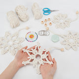 ACRNIGHEET Snowflake Christmas Macrame Kit 4PCS Boho Wall Hanging Decoration for Winter DIY Snow Macrame Kit for Adults Beginners with Step by Step Instructions ACRNIGHEET