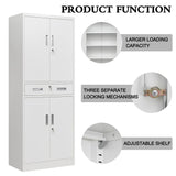 CJF Metal Storage Cabinets with Drawer and Adjustable Shelves, Locking Storage Cabinet for Pantry Kitchen Home Office Garage Living Dining Room (White) CJF