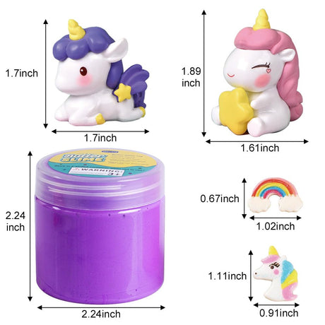 Waybla 2 Pack Butter Slime Kit for Kids with Glitter, Unicorn Figurines, Rainbow & Star Accessories – DIY Slime Toy Gift for Girls & Boys, Party Favors, Stocking Stuffers, Easter Basket Stuffers Waybla