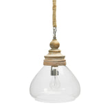 Creative Co-Op Glass and Mango Wood Ceiling Pendant Light Creative Co-Op