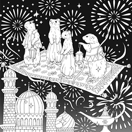 Kingdom of Curious Creatures: A Fairytale Adventure Book (Design Originals) Adult Coloring Book with 74 Line Art Designs of Whimsical Scenes and Personified Animals in a Charming and Magical Setting Design Originals