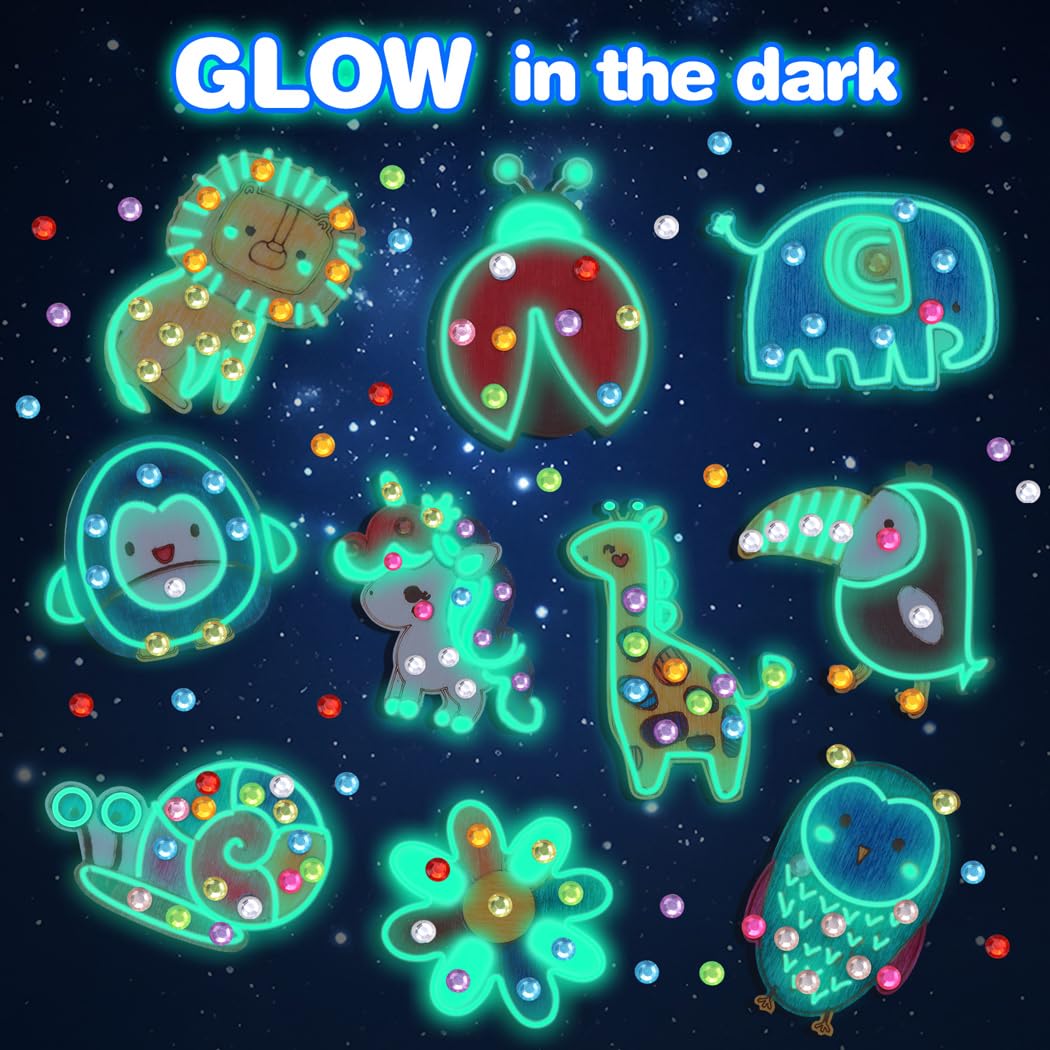 EAPHANT Kids Crafts, 15 PCS Arts and Crafts Painting Kits for Kids Activities Wooden Magnets to Paint EAPHANT