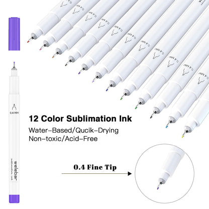 Welebar 0.4 Tip Infusible Pen Set for Cricut Joy/Xtra, 12 Pack Assorted Sublimation Ink Pens for Heat Tranfer, Mugs, T-shirt