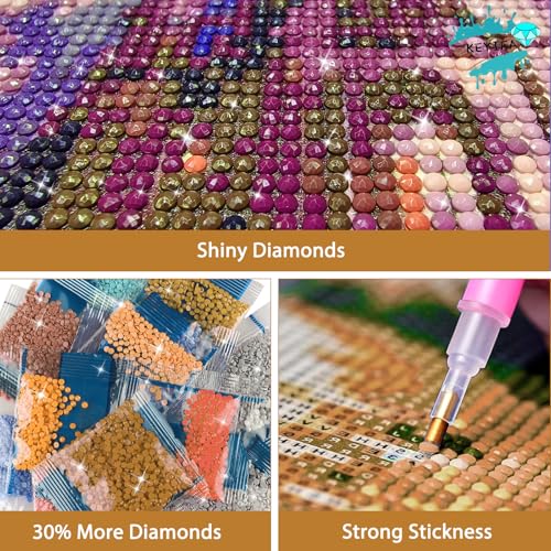 KEYIFA White Tiger Diamond Art Kits for Adults, DIY Diamond Painting Animal, Round Full Drill, 5D Diamonds Dots Mosaic Painting, Gem Arts Craft for Home Wall Decor Gifts, 30x40cm KEYIFA