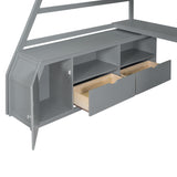 Harper & Bright Designs Full Size Loft Bed with Stairs and Desk, Solid Wood Loft Bed Frame with Storage Drawers and Shelves, for Kids Teens Adults - Gray Harper & Bright Designs