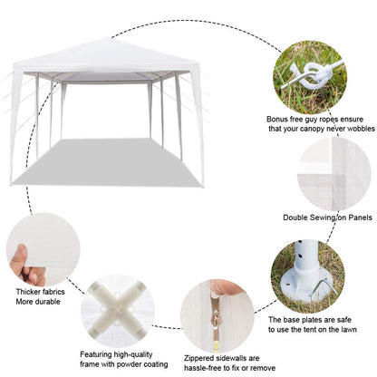 Simply-Me 10' x 30' Outdoor Canopy Tent White Wedding Gazebo Party Practical Waterproof Tent with Brighter Windows,5 Removable Side Walls - WoodArtSupply