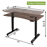 Radlove Electric Height Adjustable Standing Desk, 55'' x 30'' Stand Up Desk Workstation, Splice Board Home Office Computer Standing Table Height Adjustable Computer Desk Rustic Brown Top+Black Frame Radlove