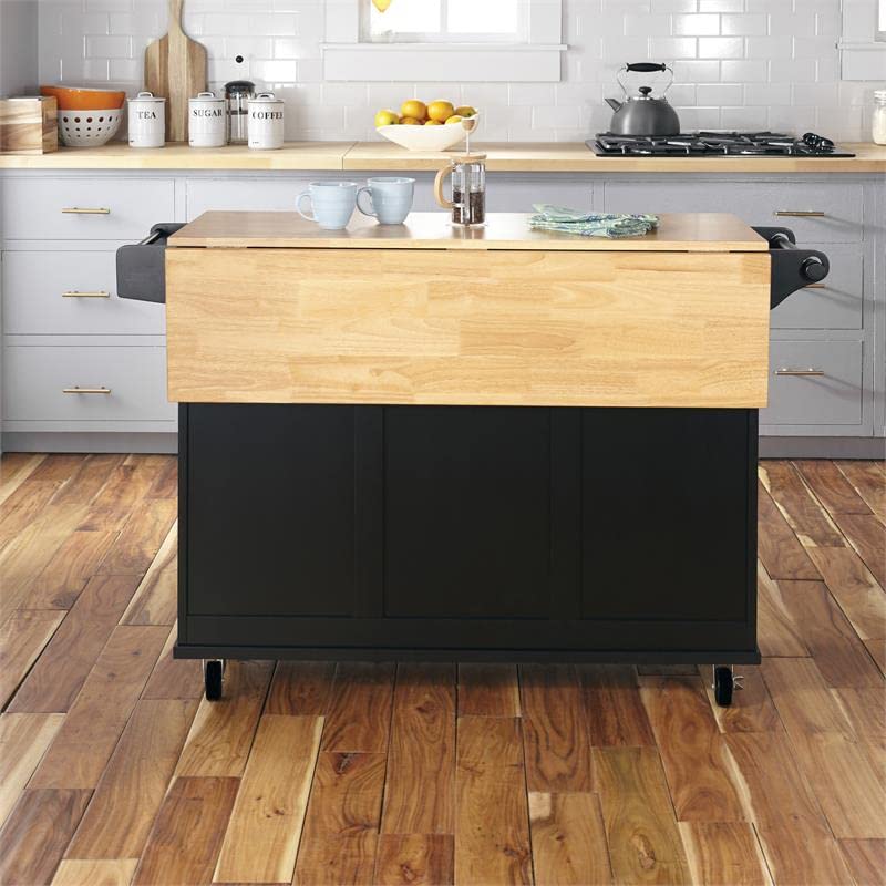 Pemberly Row Modern/Contemporary Wood Kitchen Cart in Black Pemberly Row