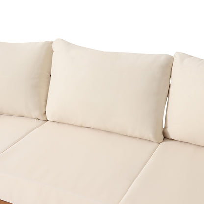 Christopher Knight Home Burchett Sofas, Teak + Mixed Brown + Beige - WoodArtSupply