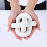 Prettyui Wood Knot Decor, Small 3-Link Wood Chain Link Coffee Table Decor, Hand Carved Modern Boho Decorative Wood Knot for Farmhouse Living Room Shelf (White) Prettyui