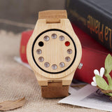 BOBO BIRD Men's Bamboo Wooden Watch with Black Cowhide Leather Strap 12 Holes Timer Design Sports Casual Watches (Brown Cat-Eye) BOBO BIRD