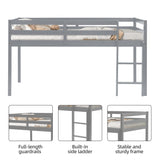 LoLado Twin Loft Bed - Grey Solid Wood Bed Frame with Guard Rails and Built-In Ladder for Kids LoLado