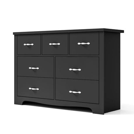 LINSY HOME 7 Drawers Dresser for Bedroom, Wood Bedroom Dresser Modern Drawer Chest, 7 Chest of Drawer, Tall Dresser for Closet, Dressers Organizer for Living Room, Closet, Hallway LINSY HOME