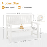 LUE BONA Outdoor Bench, 2-Person HDPS Garden Bench, Outdoor Benches Weatherproof, All-Weather Fade/Rot Resistant Patio Bench for Park, Front Porch, Backyard (White) LUE BONA