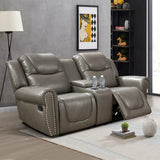 Ocstta Manual Leather Recliner Sofa Set, Living Room Furniture Set,Leather Sofa Set and Recliner Couch for Home/Office(Leather Recliner Sofa) Grey Ocstta