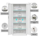 TaskStorz Steel SnapIt Cabinet, 72 Inch Metal Storage Cabinet with Locking Doors and Adjustable Shelves, Metal Garage Cabinet, Tool Cabinets for Office, Garage and Home Use, 72"H x 32"W x 18"D (White) TaskStorz