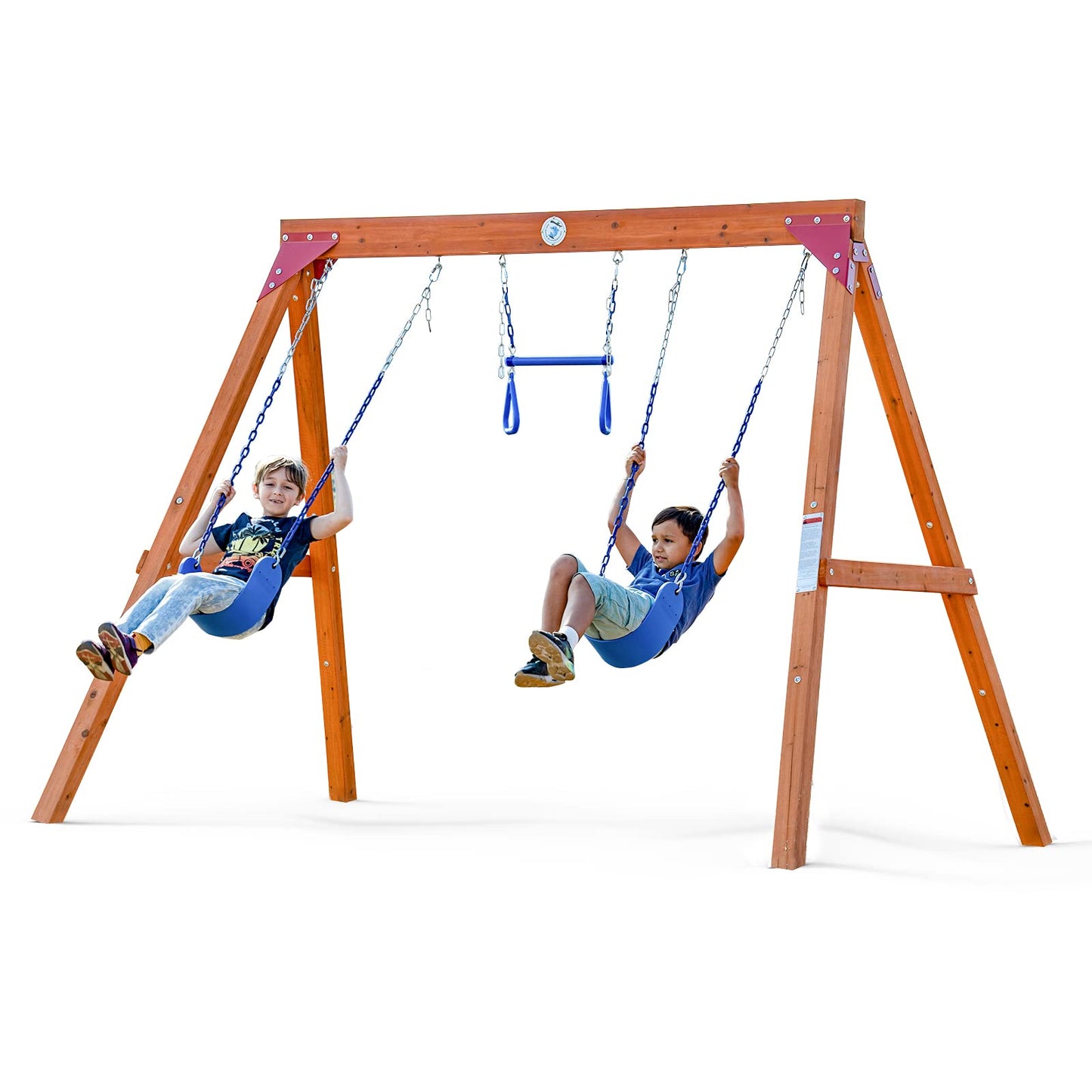 Dolphin Playground DIY Swing Sets for Backyard, Wooden Swing Set Outdoor for Kids with Trapeze Swing Bar and 2 Belt Swings, Heavy Duty Playground Accessories, Suitable for Any Swing Replaceme - WoodArtSupply