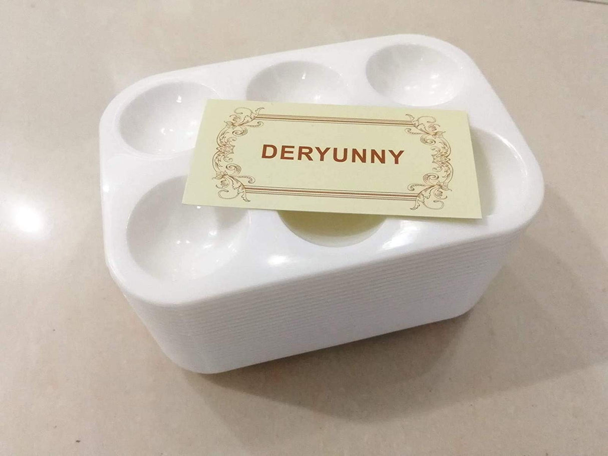 24 Pieces White Paint Plastic Palettes 6 Well Rectangular Watercolor Oil Palette Painting Tray Artist Craft Palettes Mooerca