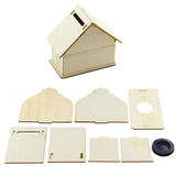 alfyng 6 Pcs DIY Wooden Piggy Bank, Unfinished DIY House Coin Bank, Paint and Decorate Assembly House Craft Kits, Fun Unfinished Art Craft Creative Gifts (4.1"x4.1"x2.2") alfyng