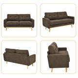 Japovker 67.7" Mid-Century Modern Loveseat Sofa, 2-Seat Mini Upholstered Love Seat Couch, Comfy Small Couch with Wooden Legs and Tufted Back for Living Room Bedroom Office Apartment(Brown) Japovker