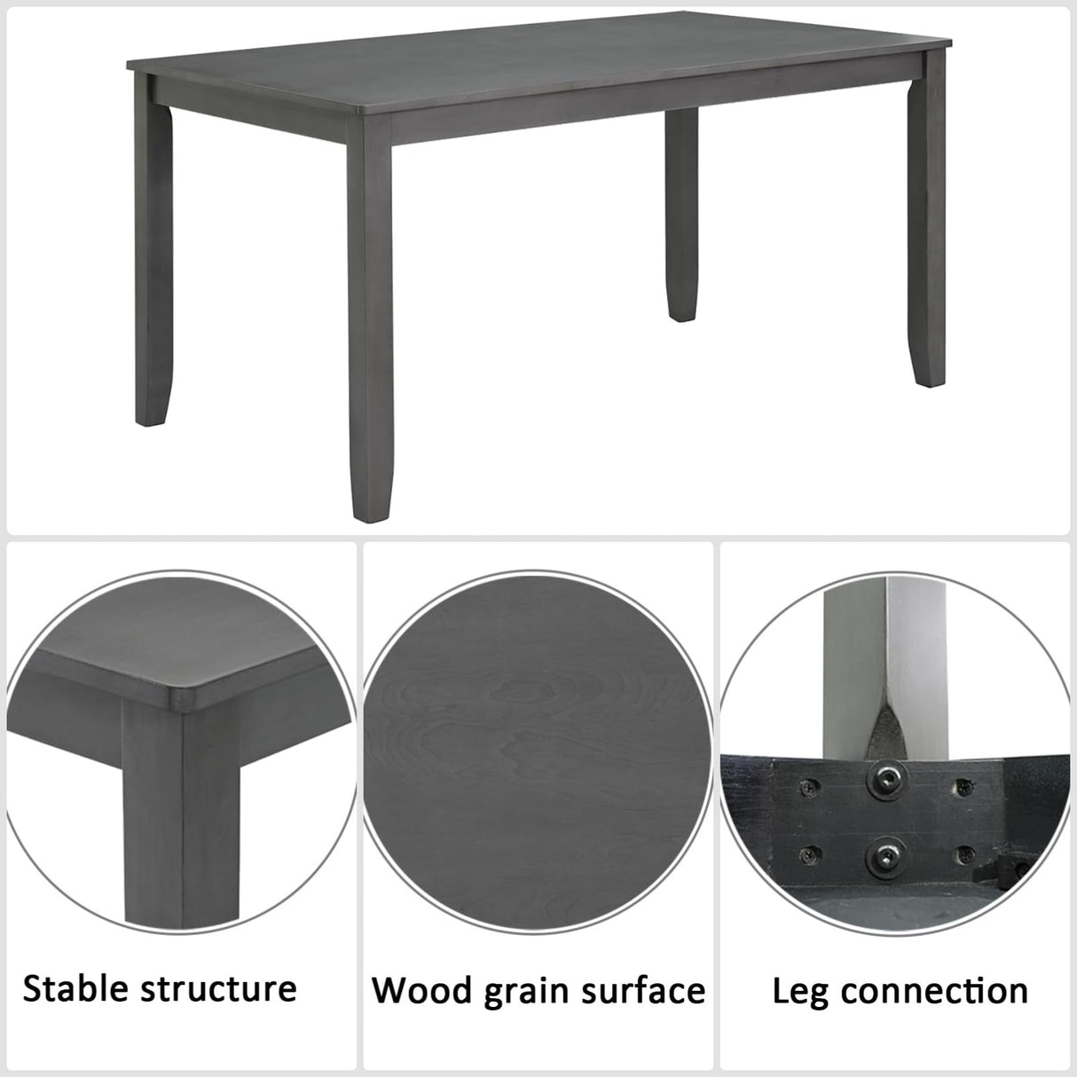 Trygoal Dining Table Set for 6, Farmhouse 6 Piece Dining Room Table Set with Rectangular Table, 4 Upholstered Backrest Chairs and Bench, Counter Height Kitchen Sets with Warm Woodgrain Finish, Gray Trygoal