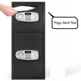 S AFSTAR Digital Safe Box, Double Door Security Depository Drop Box, Drop Slot Safes with Separate Keypad and Emergency Keys for Gun Cash Jewelry Document, 14 x 12 x 31.5 Inches, Black S AFSTAR