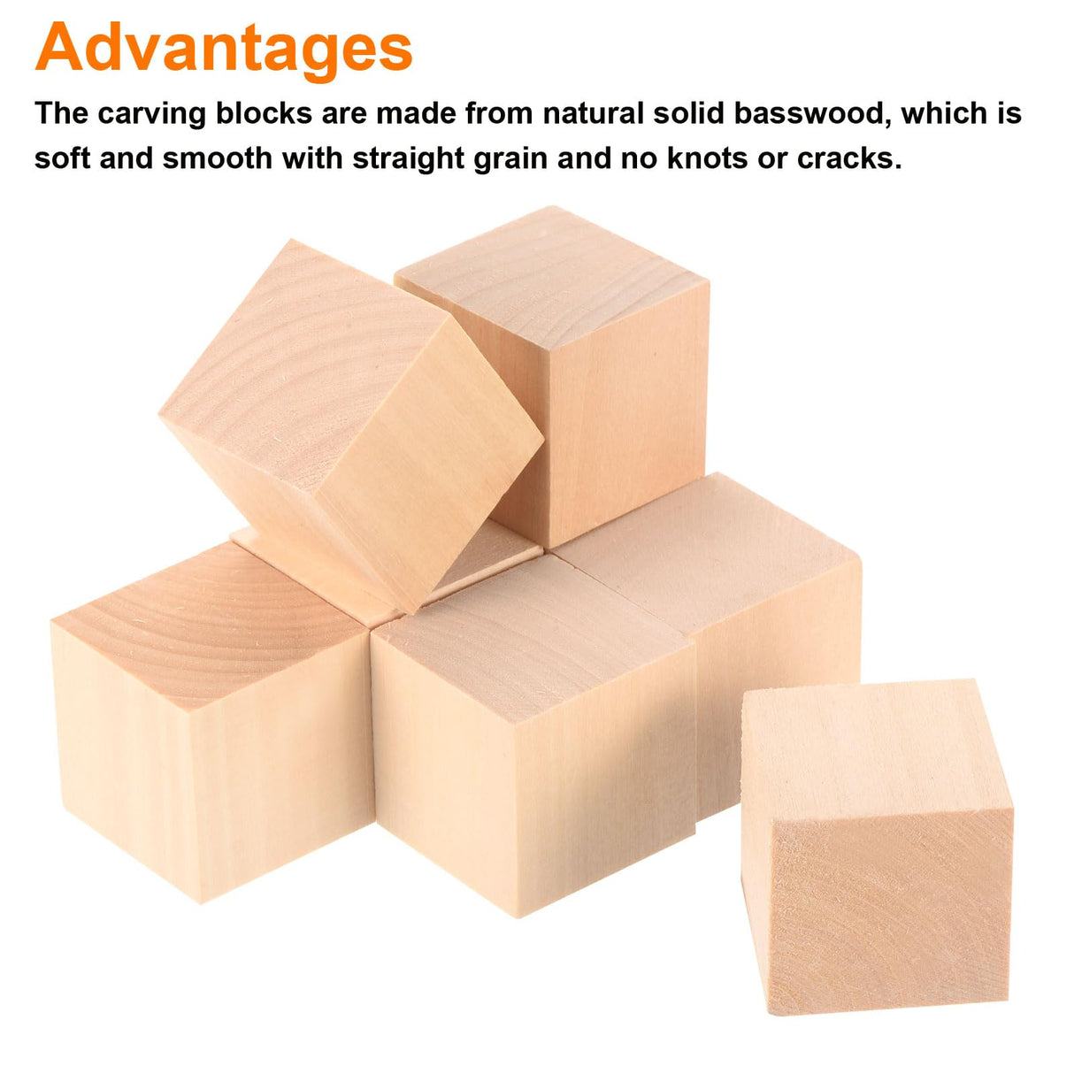 MECCANIXITY 8Pcs Basswood Carving Block, 1.5"x1.5"x1.5" Square Wooden Dowels Blocks for DIY, Arts Decoration, Crafts Whittling, Hand Carved MECCANIXITY