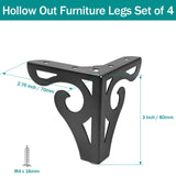 Bivethoi 3 Inch / 8cm Hollow Out Furniture Legs Set of 4, Black Metal Sofa Legs Modern Dresser Feet, Triangle Couch Feet Shelf Replacement Legs for Cabinet Cupboard Table Bookcase Wardrobe Bivethoi