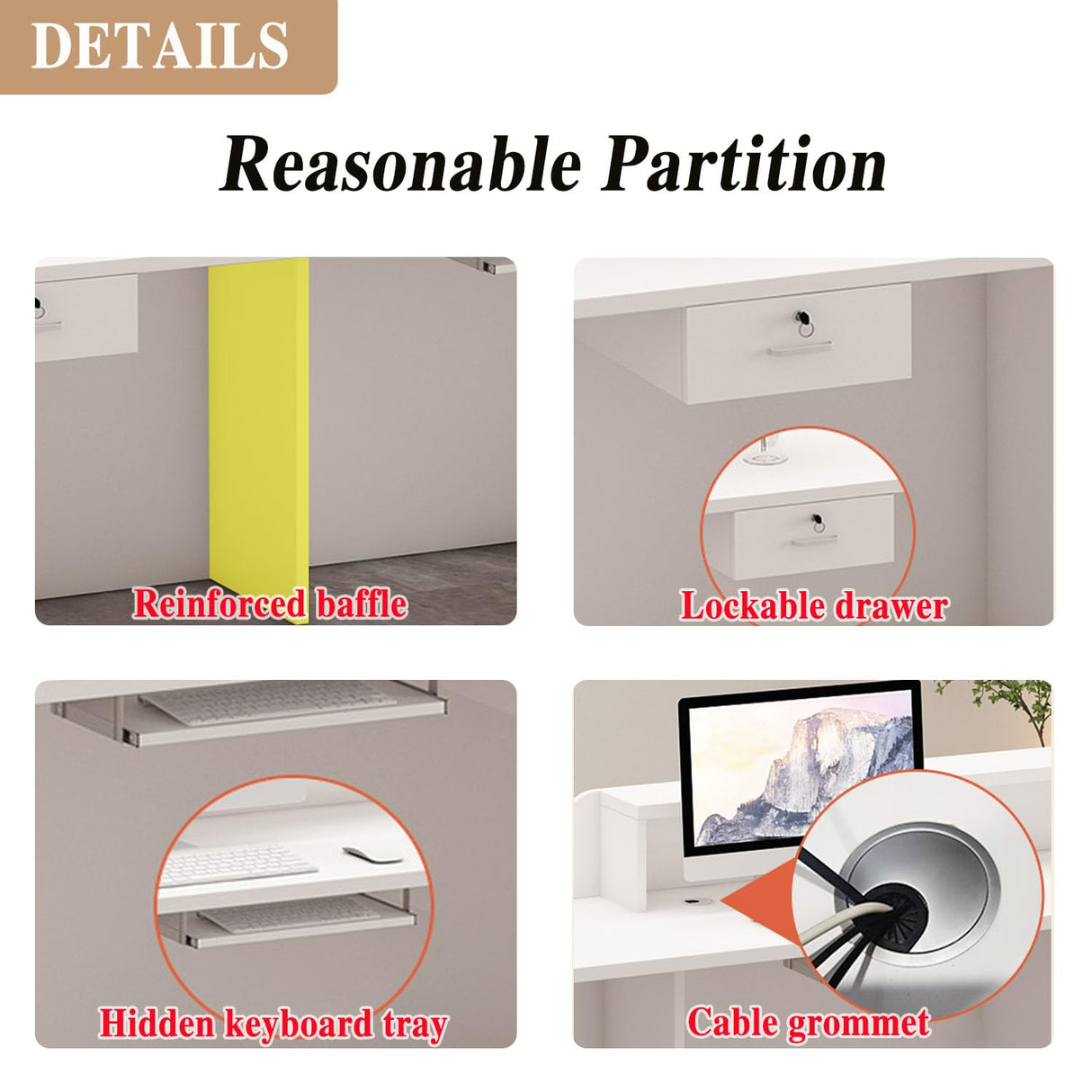 Front Desk Reception Counter，L Shaped Modern Reception Desk Commercial Checkout Counter with Lockable Drawer & LED Lights for Salon Office Lobby Barbershop Store Generic