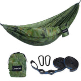 Camping Hammock Double & Single Portable Hammocks Ultralight Nylon Parachute Hammocks with 2 Tree Straps for Backpacking, Travel, Beach, Backyard, Camping, Hiking (Medium, Camouflage) LXHBYCXG