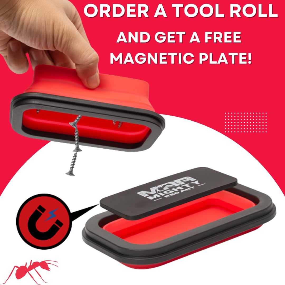 Mighty Red Ant Tool Roll - Tool Bags | Roll Up Tool Bag | Tool Bag Organizer | Tool Roll Up Bag W/5 Large Pouches | Tool Roll Bag for Men | Rolling Tool Bag | Gifts for Dad | Heavy Duty Tool Bag Mighty Red Ant