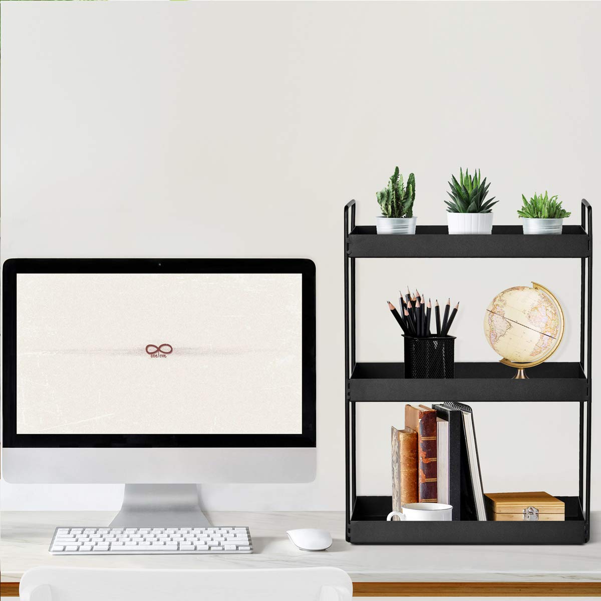 3-Tier Bathroom Countertop Organizer Vanity Tray Cosmetic & Makeup Storage Kitchen Spice Rack Standing Shelf, Black Cedwnuer