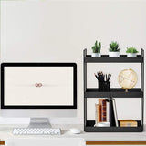 3-Tier Bathroom Countertop Organizer Vanity Tray Cosmetic & Makeup Storage Kitchen Spice Rack Standing Shelf, Black Cedwnuer