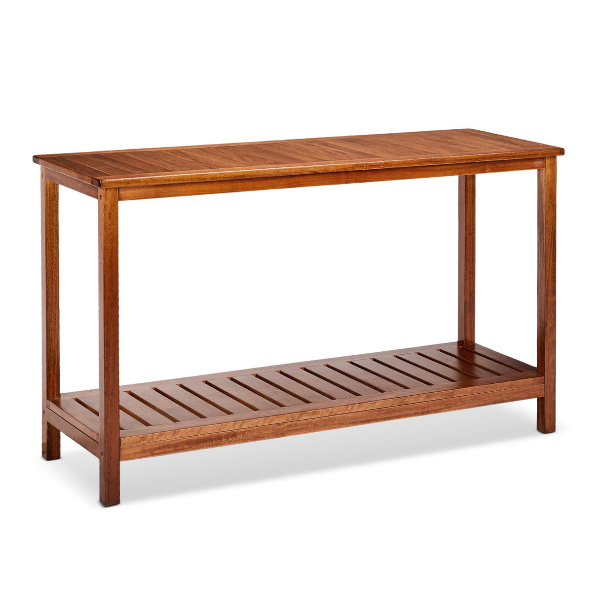 VINGLI 49in Solid Wood Outdoor Console Table, 2-Shelf Wooden Outdoor Accent Plant Table Multifunctional Buffet Bar Storage Organizer for Indoor Patio Porch and Entryway (Natural) VINGLI