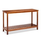 VINGLI 49in Solid Wood Outdoor Console Table, 2-Shelf Wooden Outdoor Accent Plant Table Multifunctional Buffet Bar Storage Organizer for Indoor Patio Porch and Entryway (Natural) VINGLI