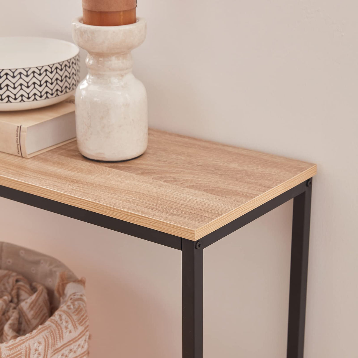 Lifewit 39.4 Inch Console Narrow Sofa Table with Metal Frame for Living Room Industrial Entryway Hallway, Entrance, Office, Corridor, Coffee Table, Behind Sofa, Grey Oak Lifewit