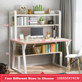 NP Home Office Desk with Shelves Hutch, 2022 Upgraded Computer Desk Spacious Desktop Upper Shelves, Metal Structure White Stylish Desk Study Work Writing (100 * 50CM(39.4 * 19.7 Inches)) N\P