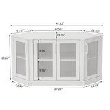 Panana Corner TV Stand, 47 Inch TV Media Console Table with 4 Doors and Shelves, Living Room Storage Entertainment Center for TVs up to 51 Inch (White) Panana